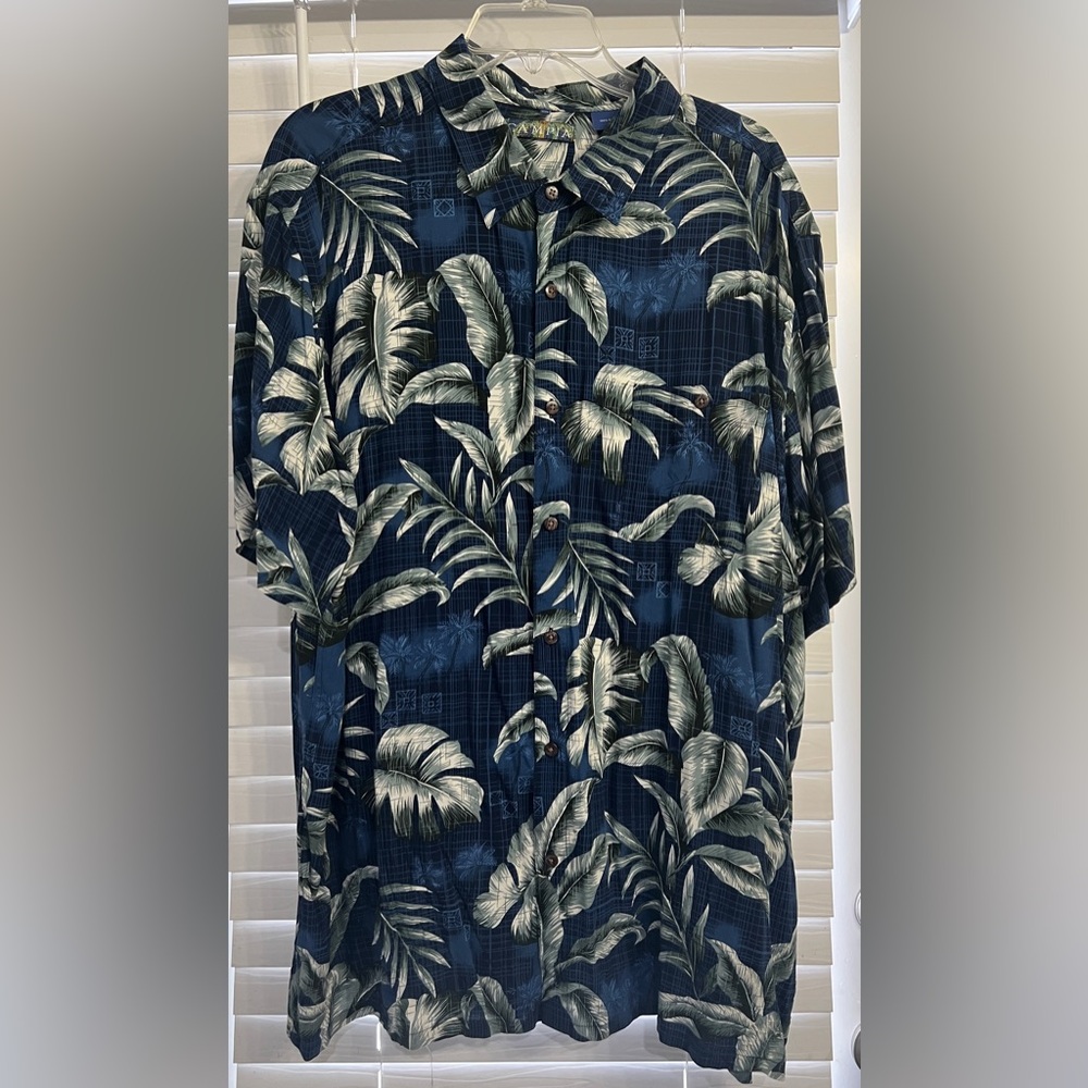 Men's Leaf Pattern Casual Button Down Shirt